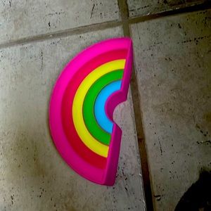 Small, rubber, rainbow, cosmetic bag